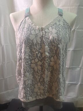 Maurices Gray Tank with Mint Accent Straps